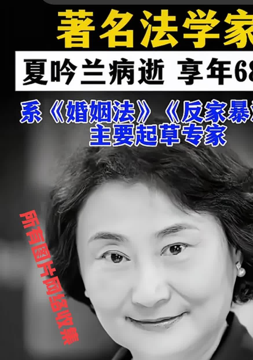 今天看到几个惦念，著名法学家夏吟兰逝世的视频，她参与了《婚姻法》还有《反家暴法》