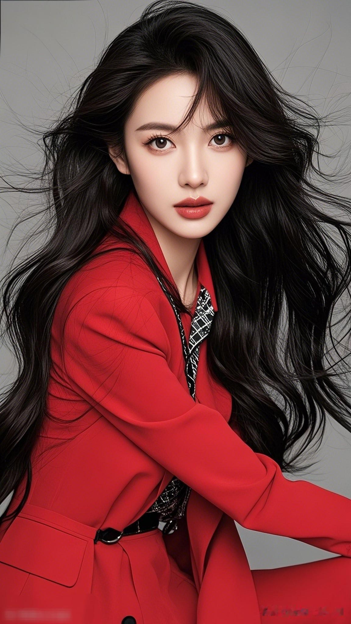 红衣黑发，气质满分，女神驾到！职场裙装怎样穿出高级感