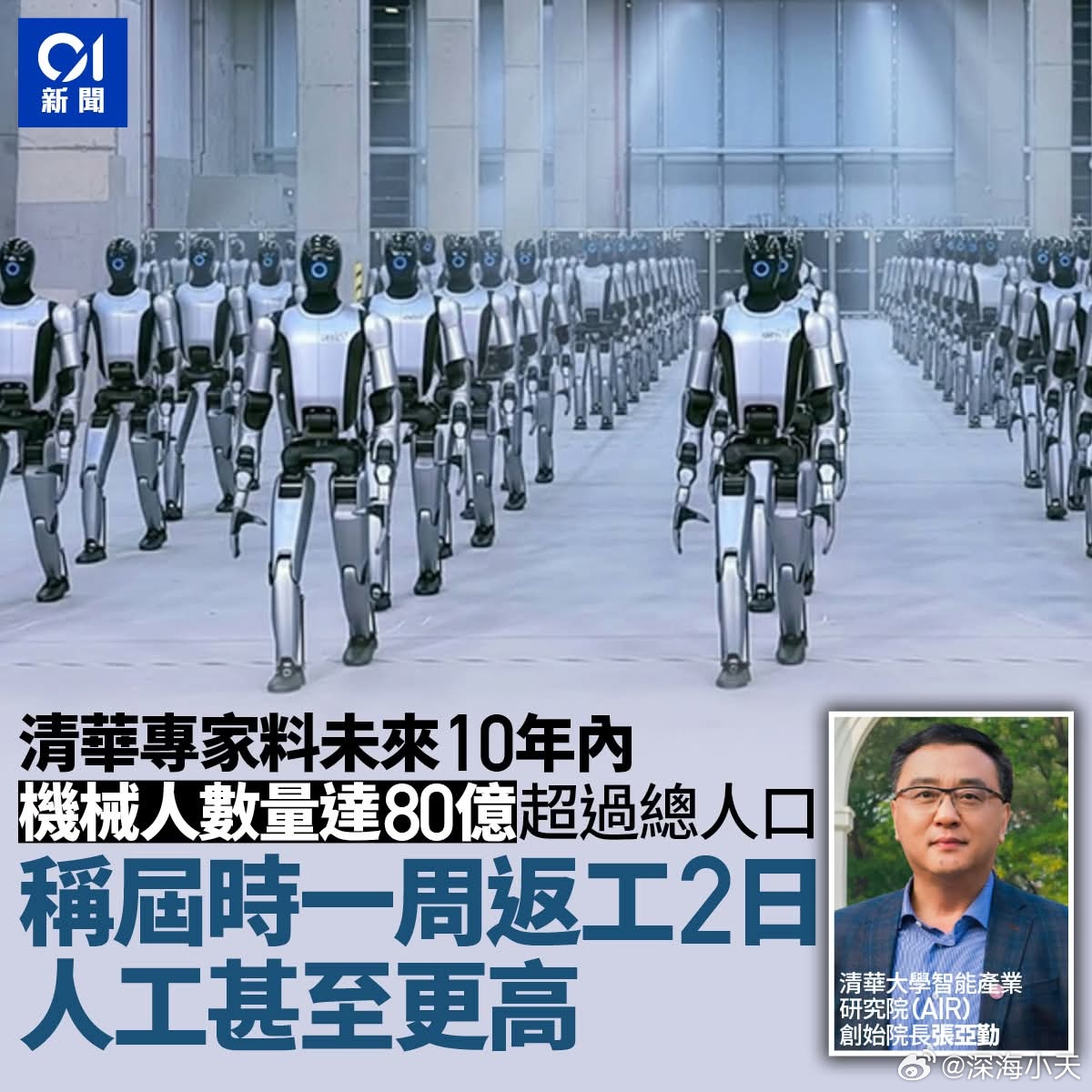 清华专家：10年后，80亿机器人帮人类工作，一周工作2日收入更高中国工程院外籍院
