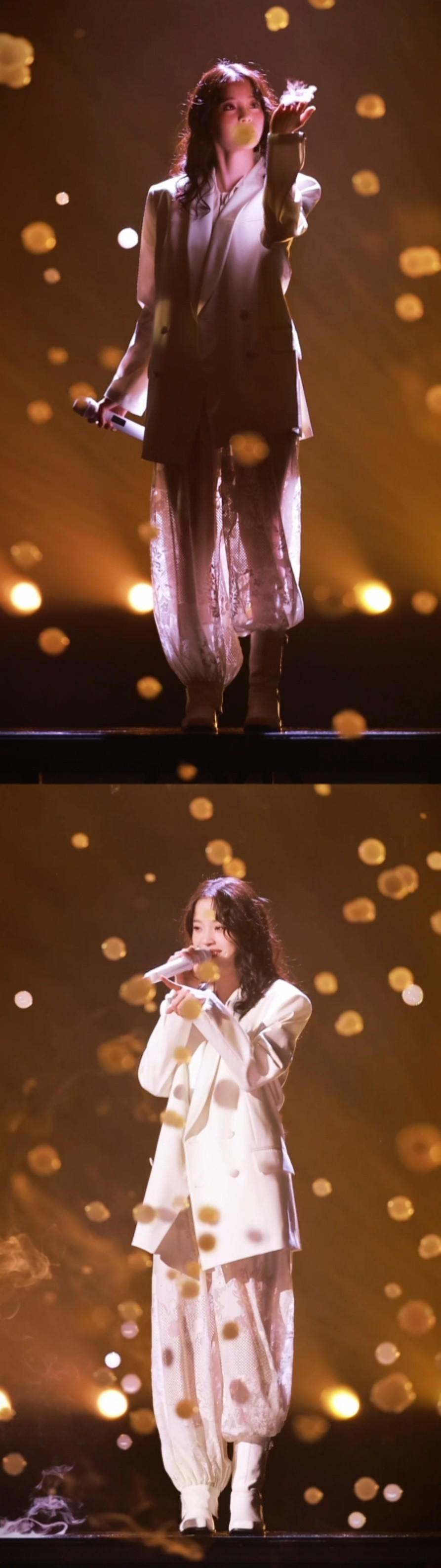 欧阳娜娜舞台落了一万个泡泡第一次见这么多泡泡的舞台！欧阳娜娜唱《青春呐》时，满