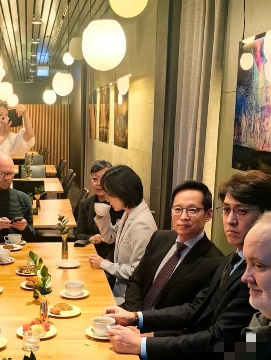 靳东在冰岛与名流聚会很拘谨，就像跑龙套的，一脸茫然。近日，靳东带领中国煤矿文