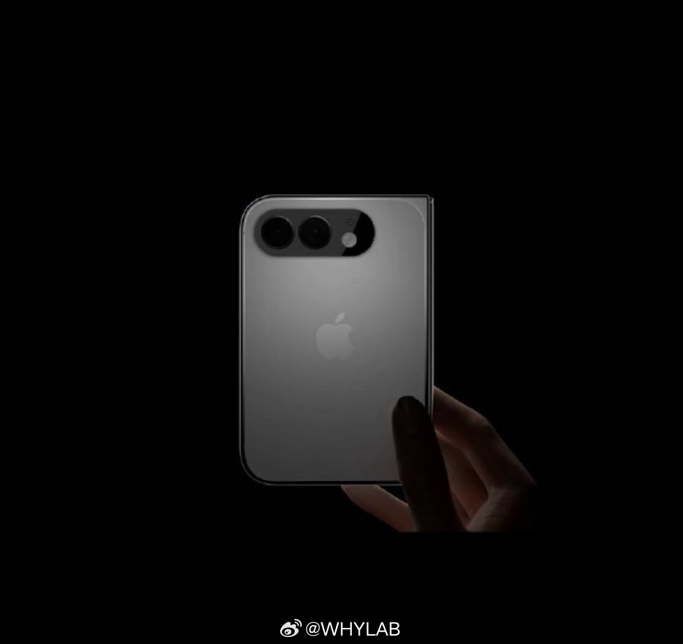 iPhoneFold再曝渲染图比例和之前曝光的基本一致，折叠厚度约9.6mm，