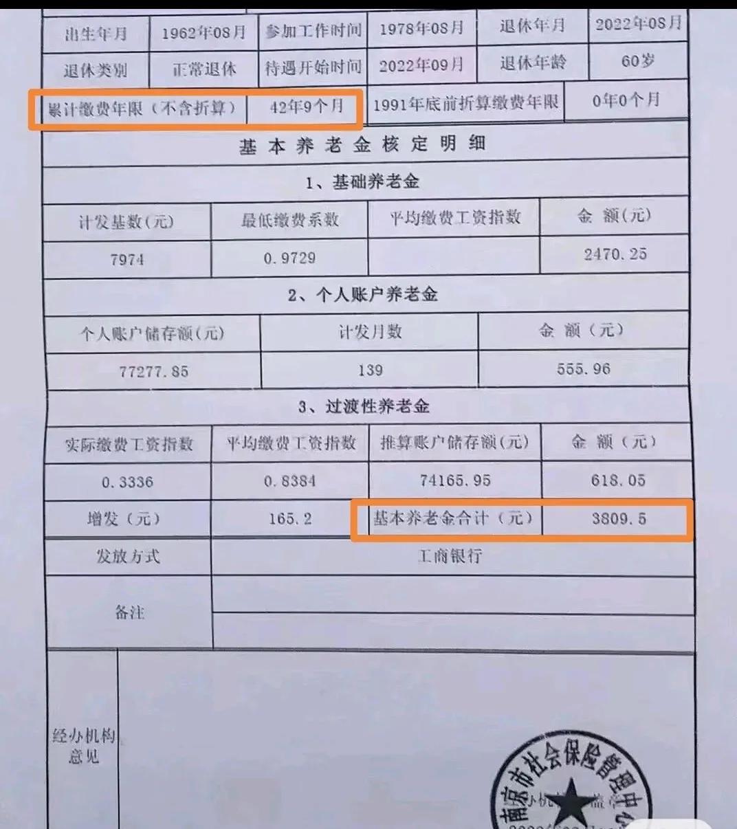 养老金核定表退休晚些养老金账户钱多因为后来缴费基数大所以早退的养老金个