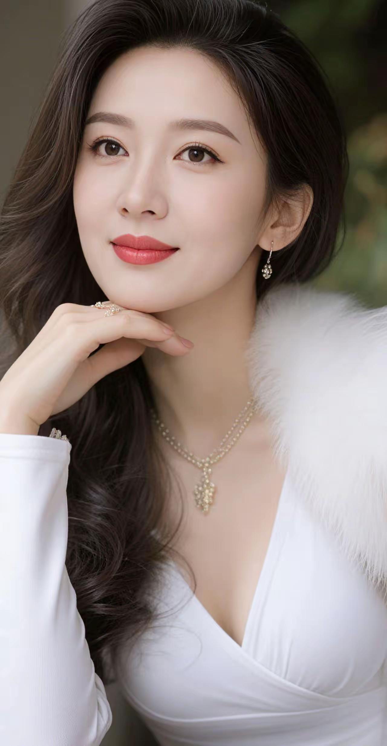 优雅白裙，闪耀珠宝，温柔微笑，女神范儿十足！