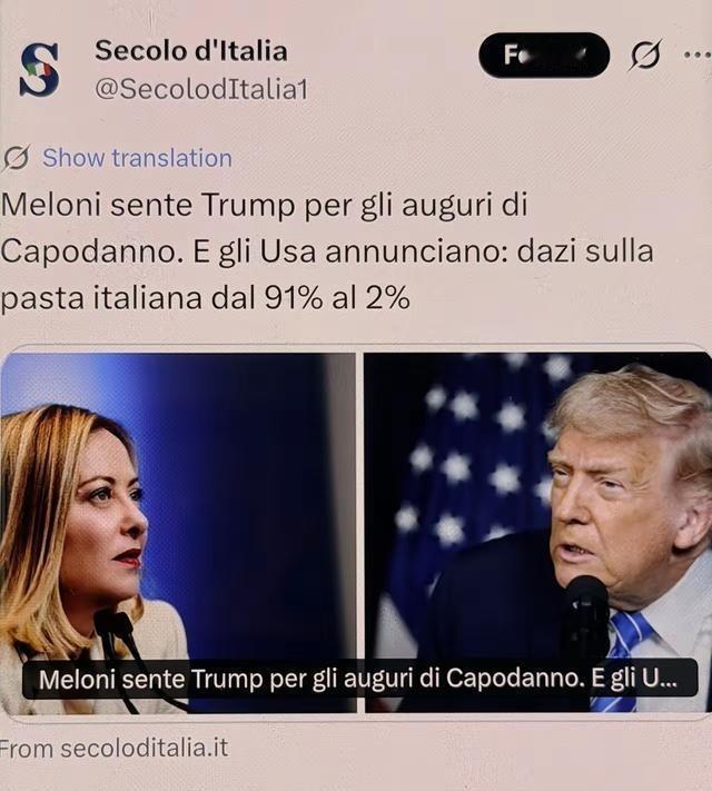 这波配合让网友目瞪口呆！梅洛尼与特朗普通电话致以新年祝福，然后美方宣布：将