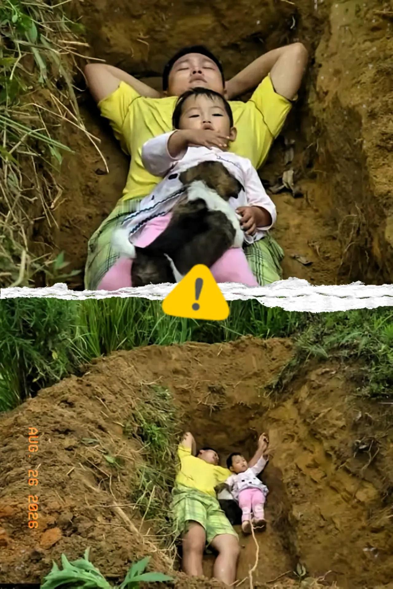 2017年，四川一位父亲亲手为2岁女儿挖好了坟。每天下午，他都抱着女儿跳进坑里，