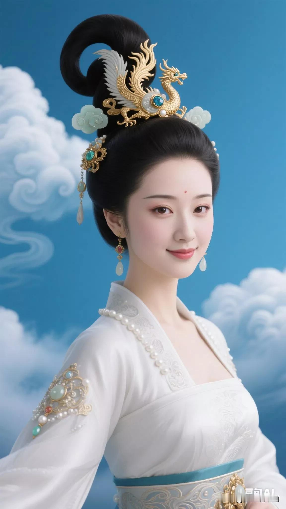 穿越千年的古风美人，惊艳了时光。张立启原创书画AI作品古仕女发髻集锦首发第420