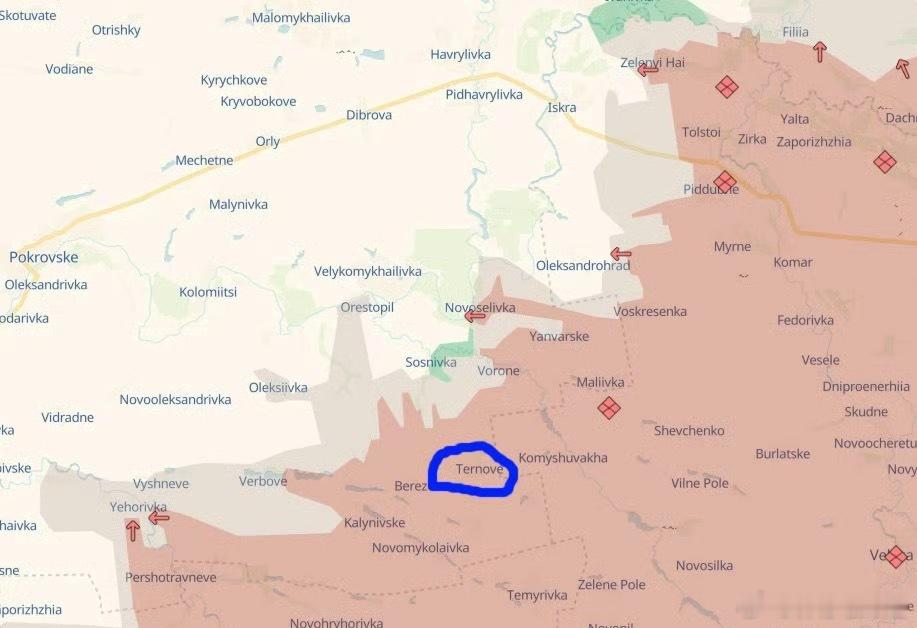 喜报，乌军在扎波罗热东部的反攻打到了Ternove。这应该是众说纷纭的一次真实战