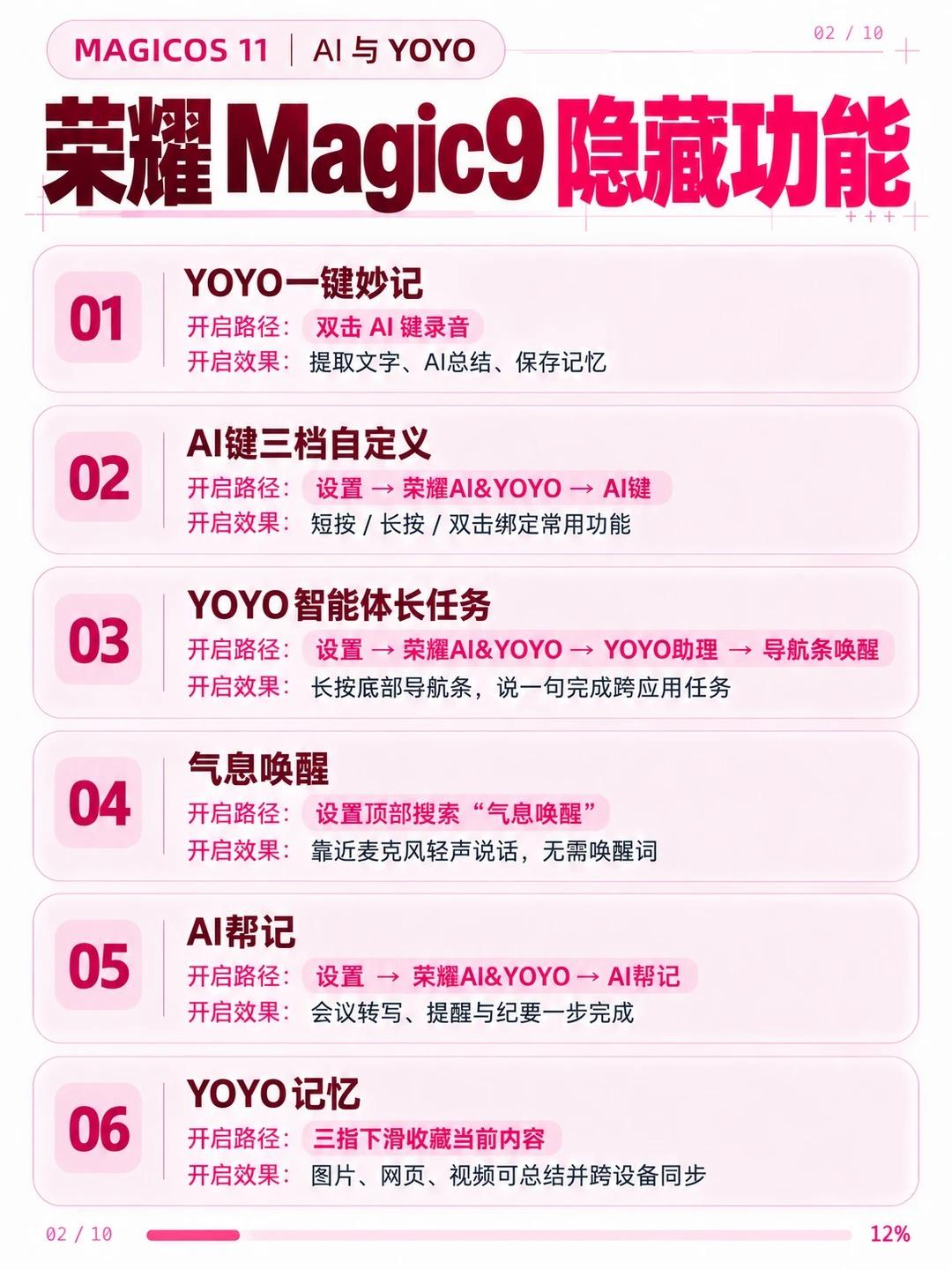 买了荣耀Magic9系列的一定要保存下来，超详细以后就很难找全了听说国庆期间荣