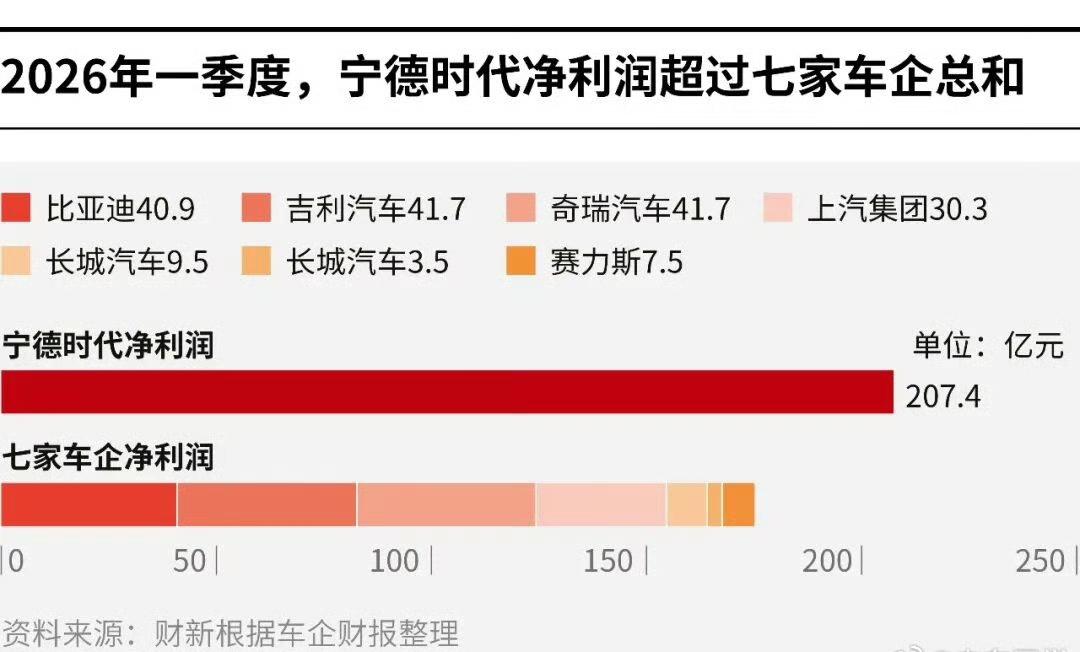 宁王真是名不虚传，利润超7家车企总和，这不就是新能源时代的包租婆嘛。车企累死累