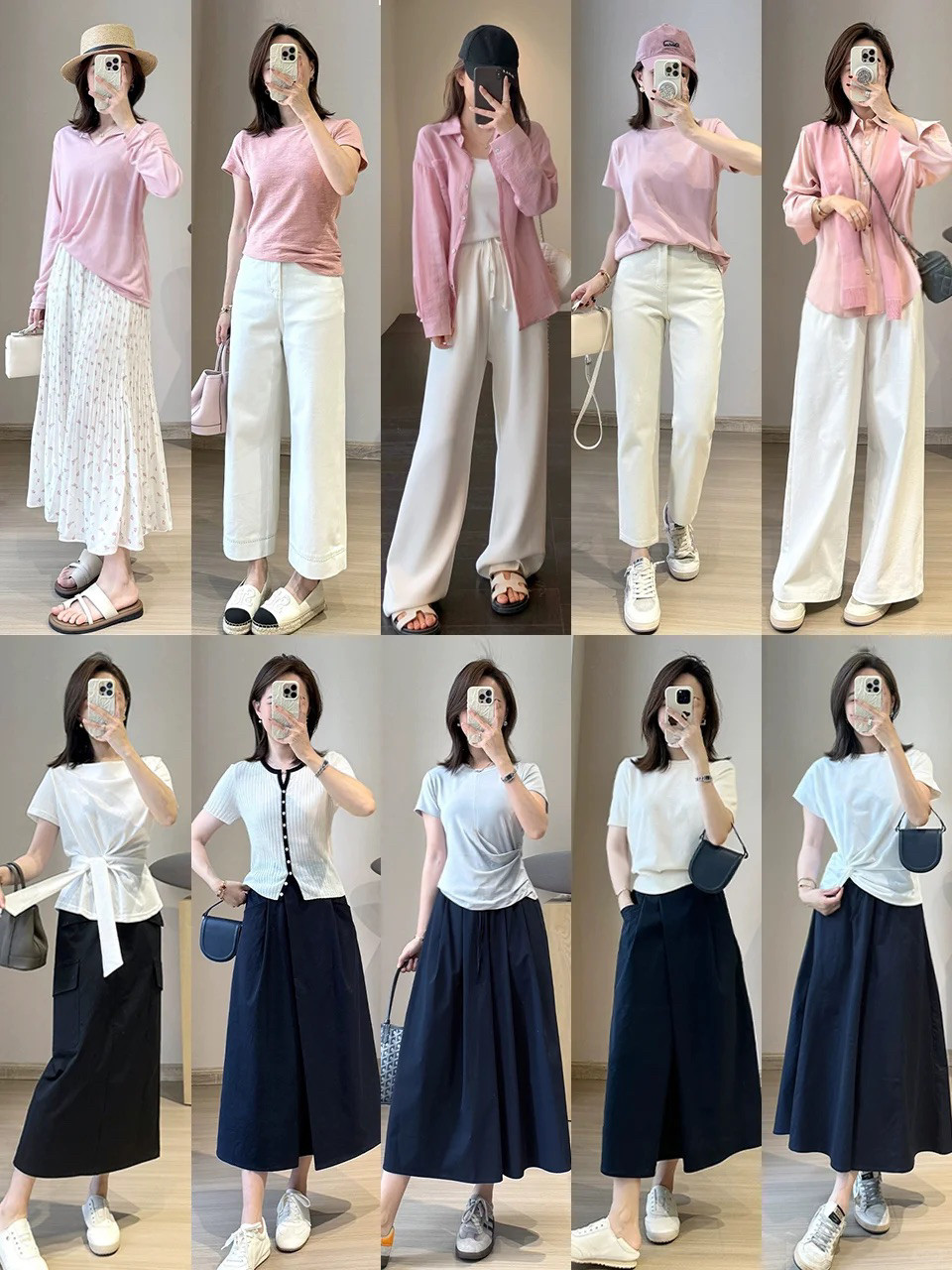 一组对腿粗女生很友好的夏日穿搭，快来抄作业吧！腿粗女生在夏天不适合穿太修身的裙子和裤子，宽松的版型更
