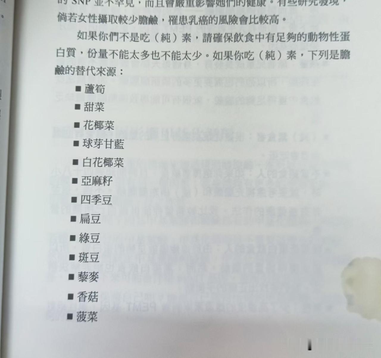 纯素的人会缺乏胆碱。如何补充​​胆碱是形成细胞膜的材料，也是形成大脑细胞，胆