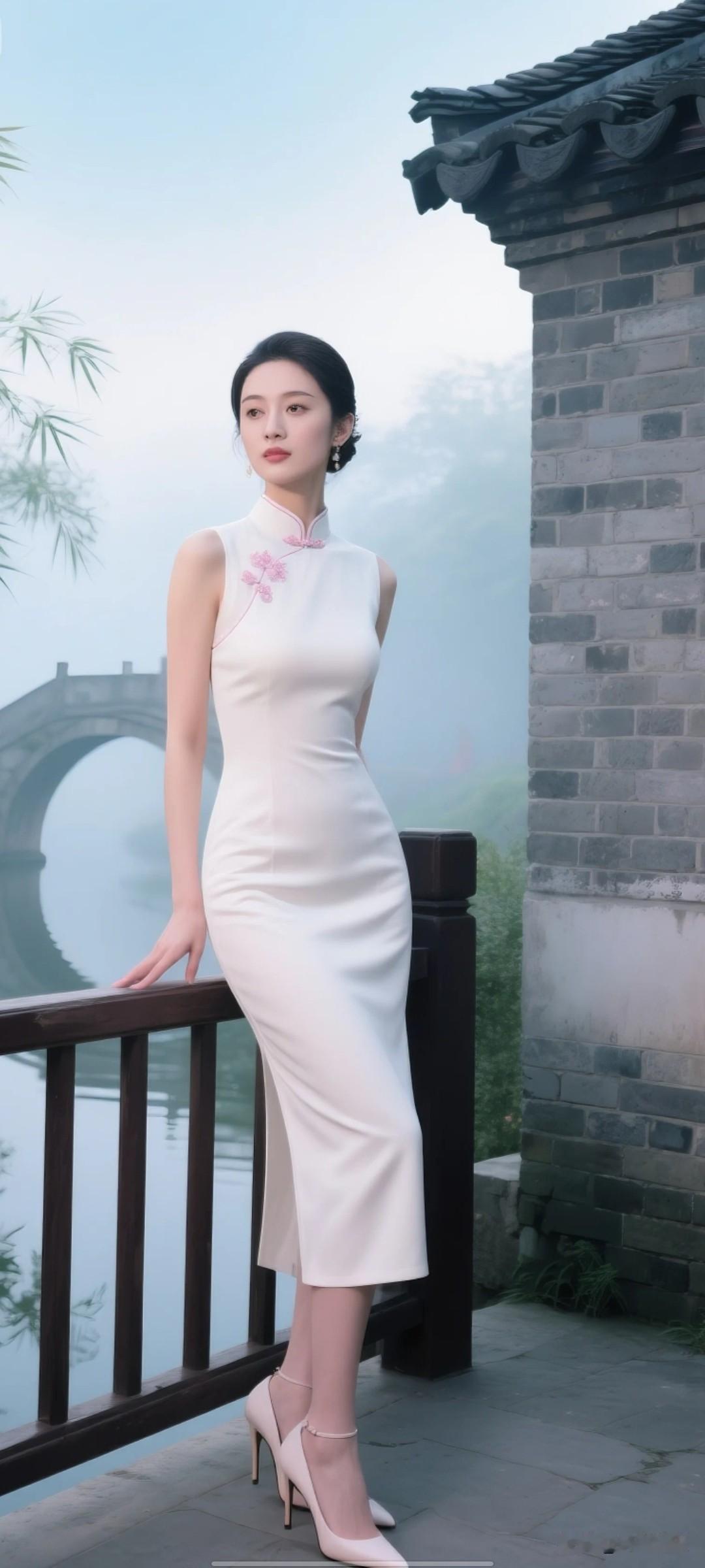 什么样的穿搭可以成为气质女神?中式长款旗袍，超级显气质。