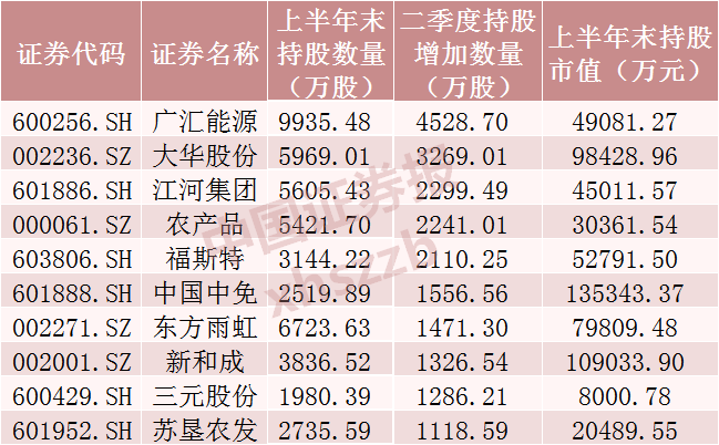 社保基金, 大幅加仓这些股票