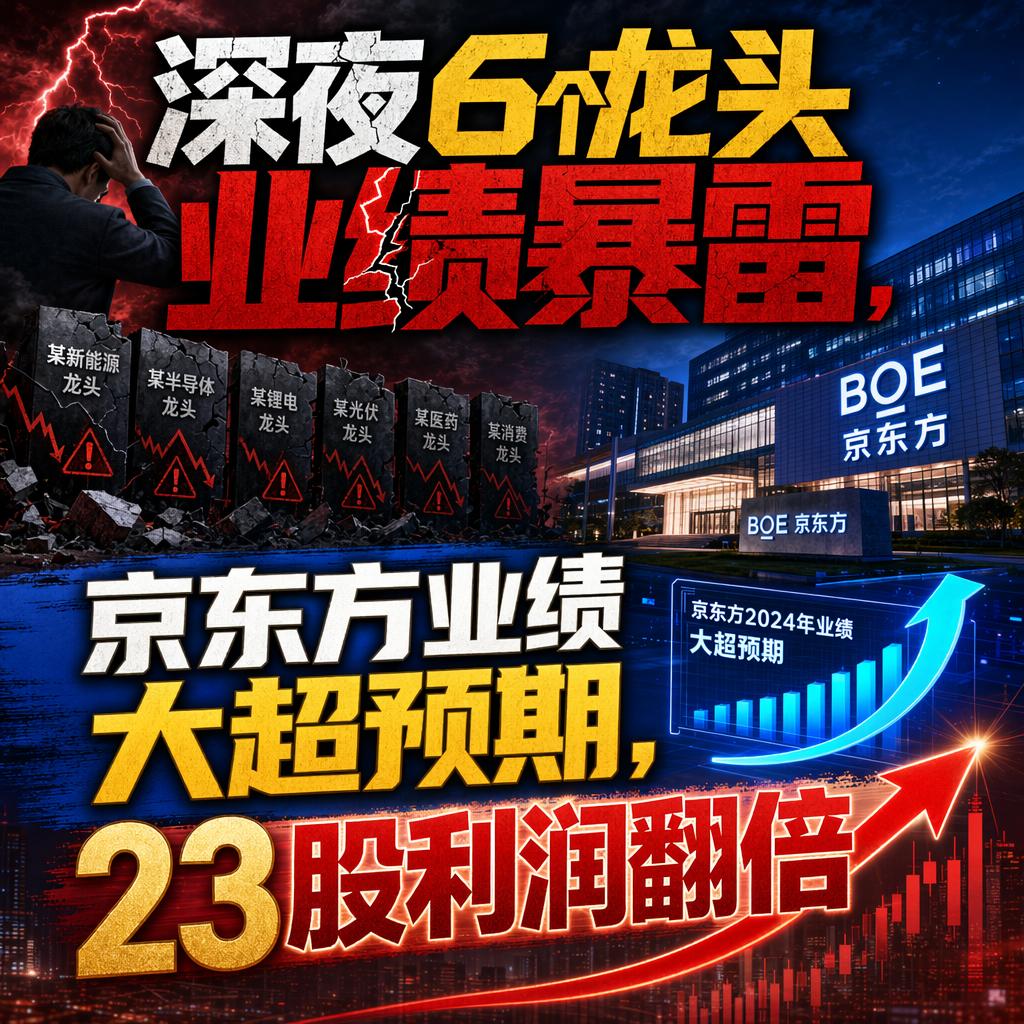 很多人一看“6个龙头业绩暴雷”就慌了，觉得这轮行情要凉。但翻完这份中报预告名单