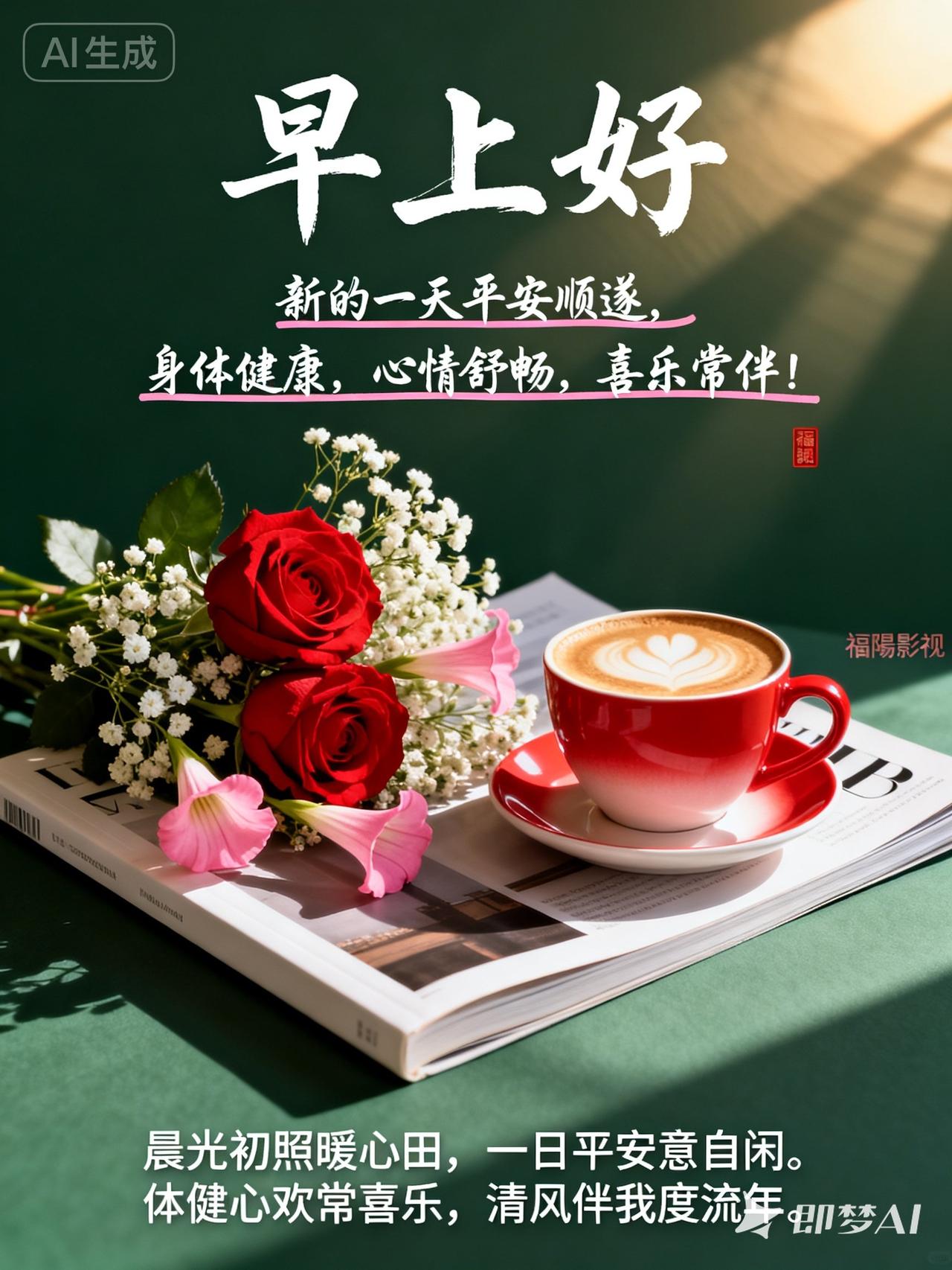 美好的早晨，从一杯咖啡开始。