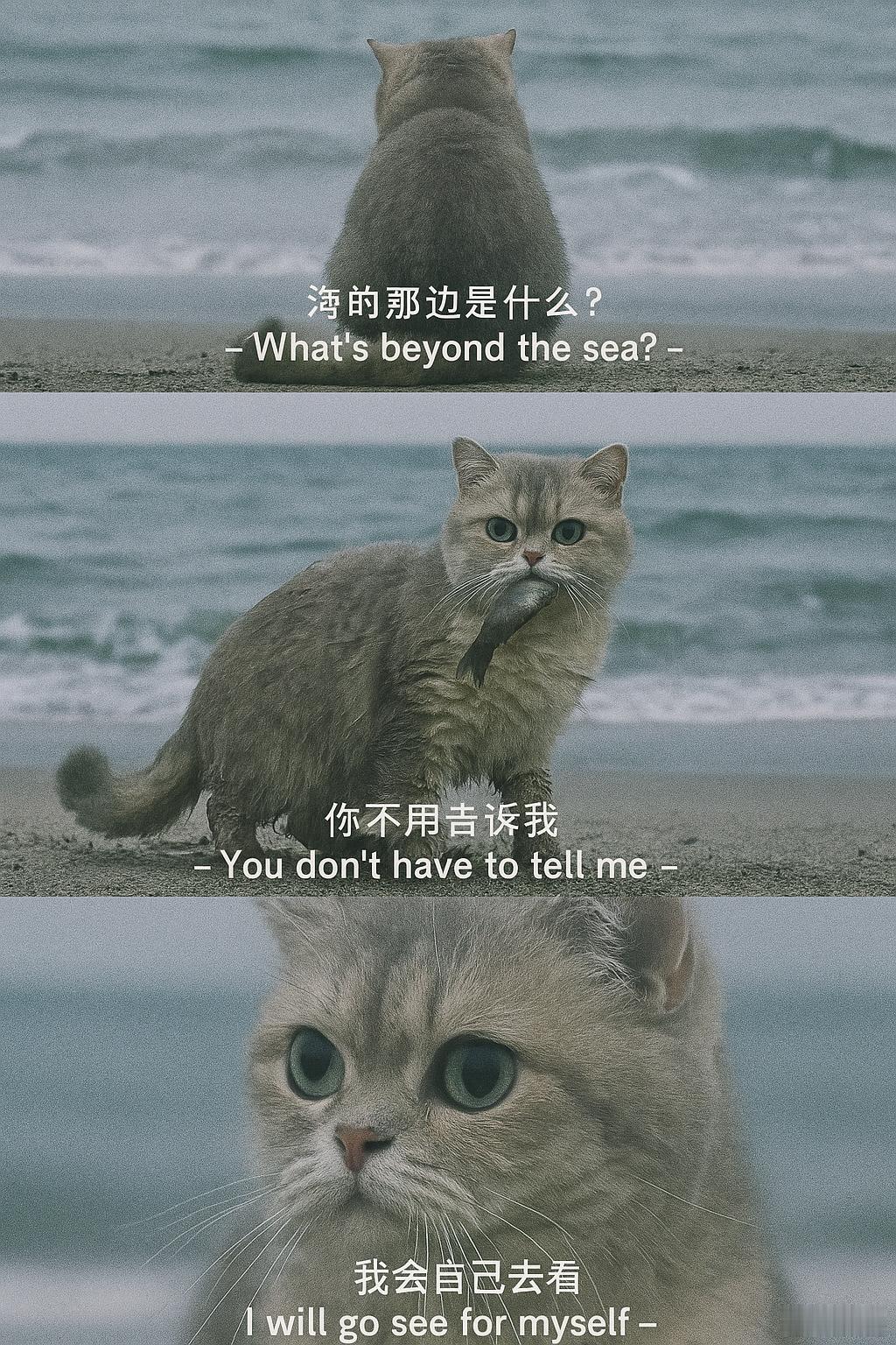 用林妹妹的照片,分别给ChatGPT和豆包生成的海的那边,画面GPT是有