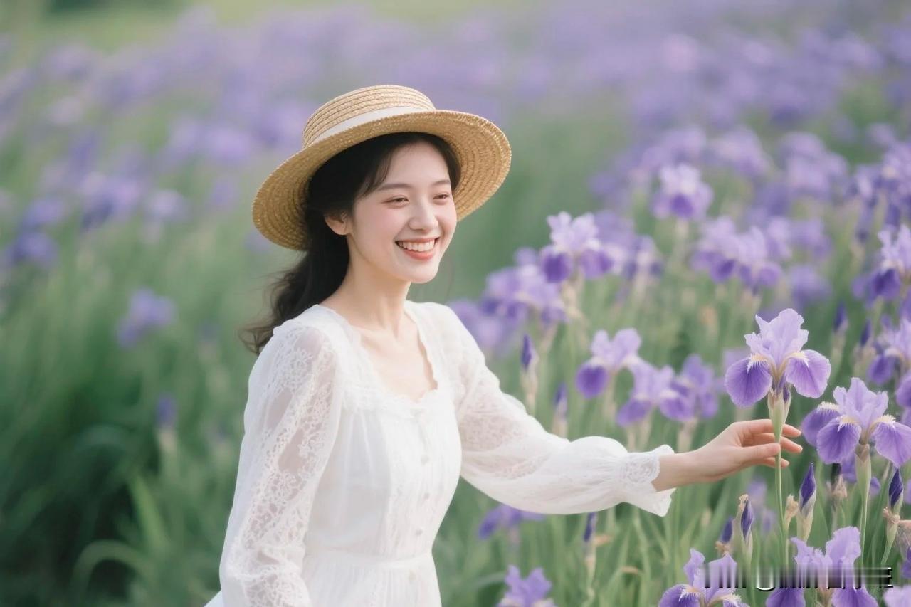 鸢尾花拍照，8个拍照动作，亲近大自然，优雅又好看鸢尾花盛开，那一片紫色的浪漫