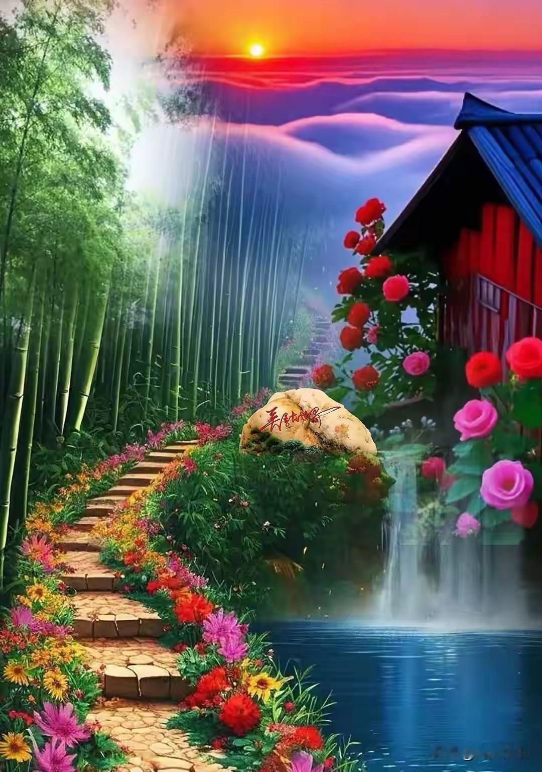 七言诗《暮年自乐》不慕暮年金玉堆，但求常乐不相违。晚霞映鬓添佳趣，微