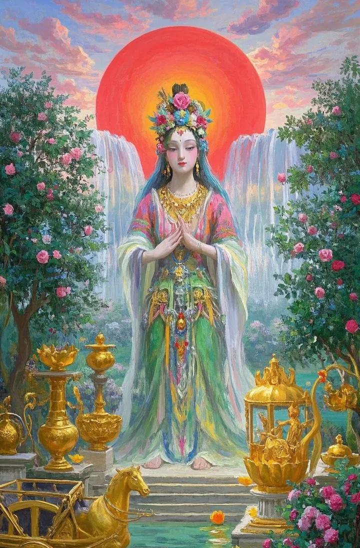 花神降临百花香，<em>春桃</em>夏荷绽芬芳。秋菊冬梅依序放，四季安康福运长。花神挥袖百花开