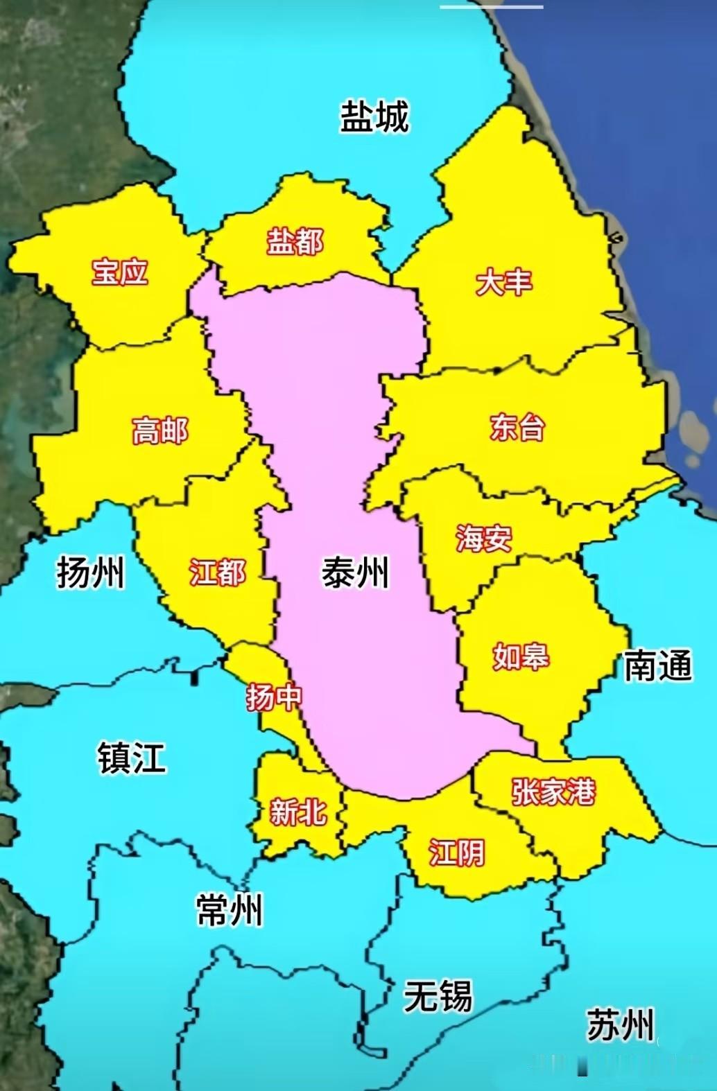 被强市团团围住的泰州泰州在江苏省的中部，被扬州、周边是盐城、南通、