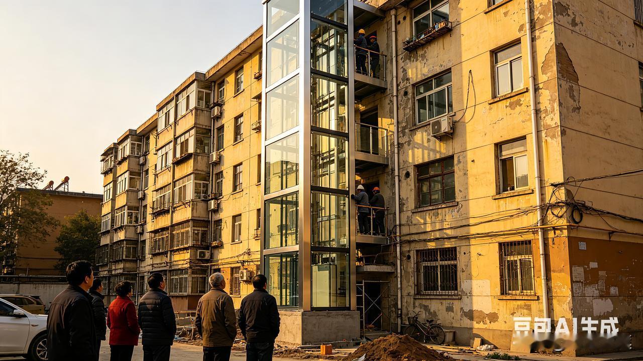 社区和街道负责人告诉我们，这个单元同意装电梯的和不同意装电梯的要到社区去交流不同