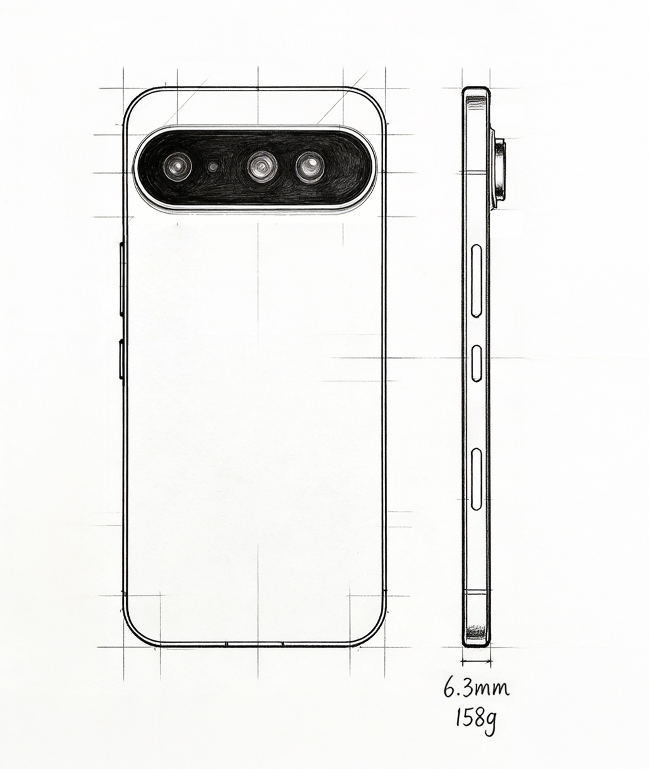 荣耀Magic8Air的外观手稿图，外观和果子Air基本一样，也是主打轻薄，整