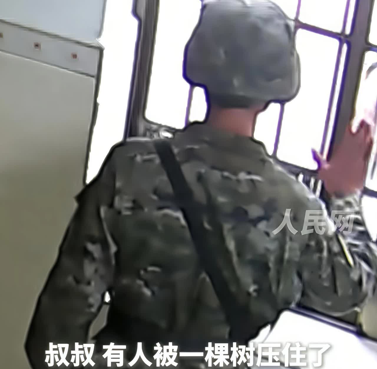 据人民网报道，在抚州乐安，老人走路时不小心被倒下来的树压倒了，两个小孩在放学回家