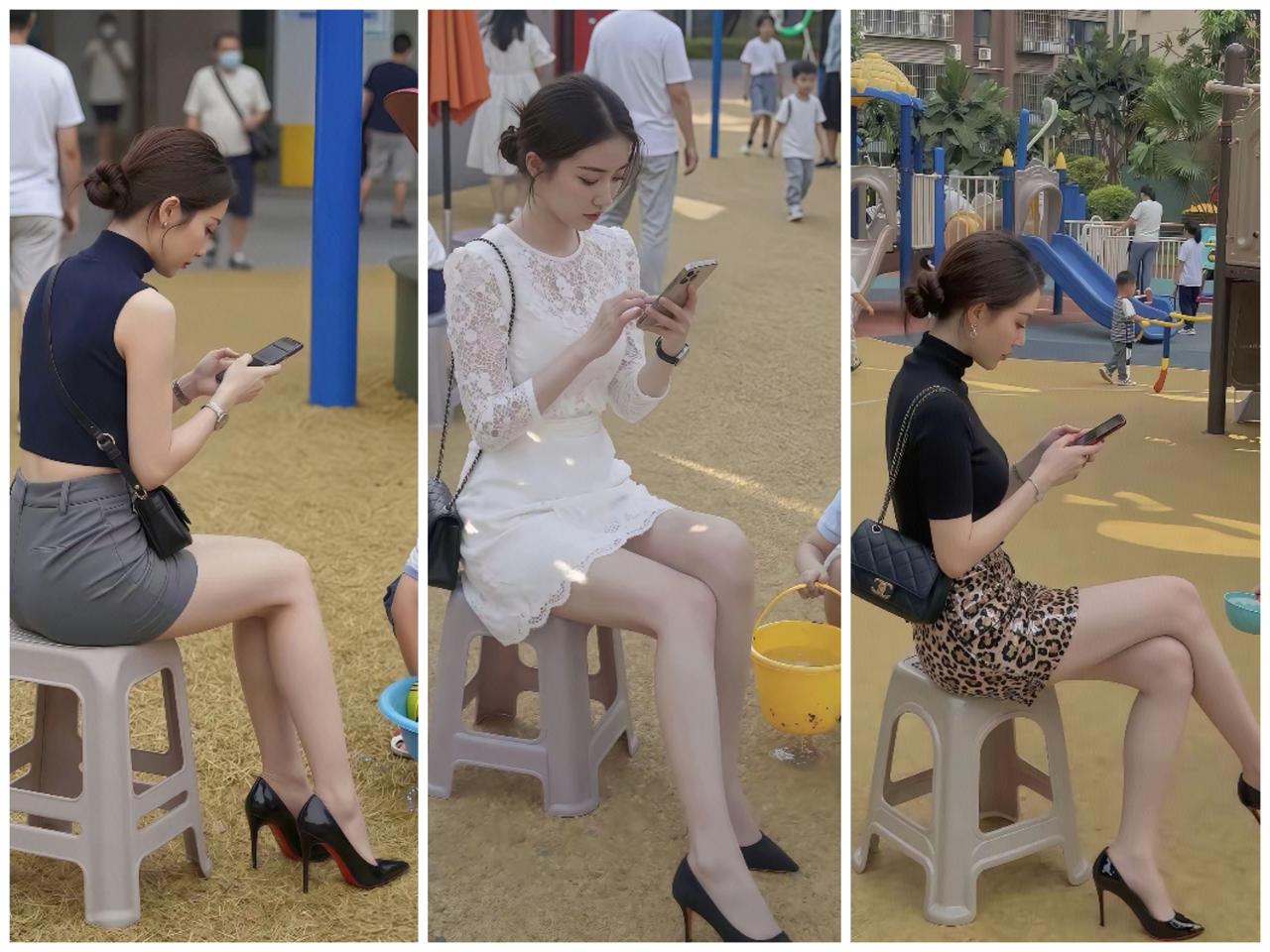 周末带娃的手机女娃自己玩，我只管漂亮和看手机。