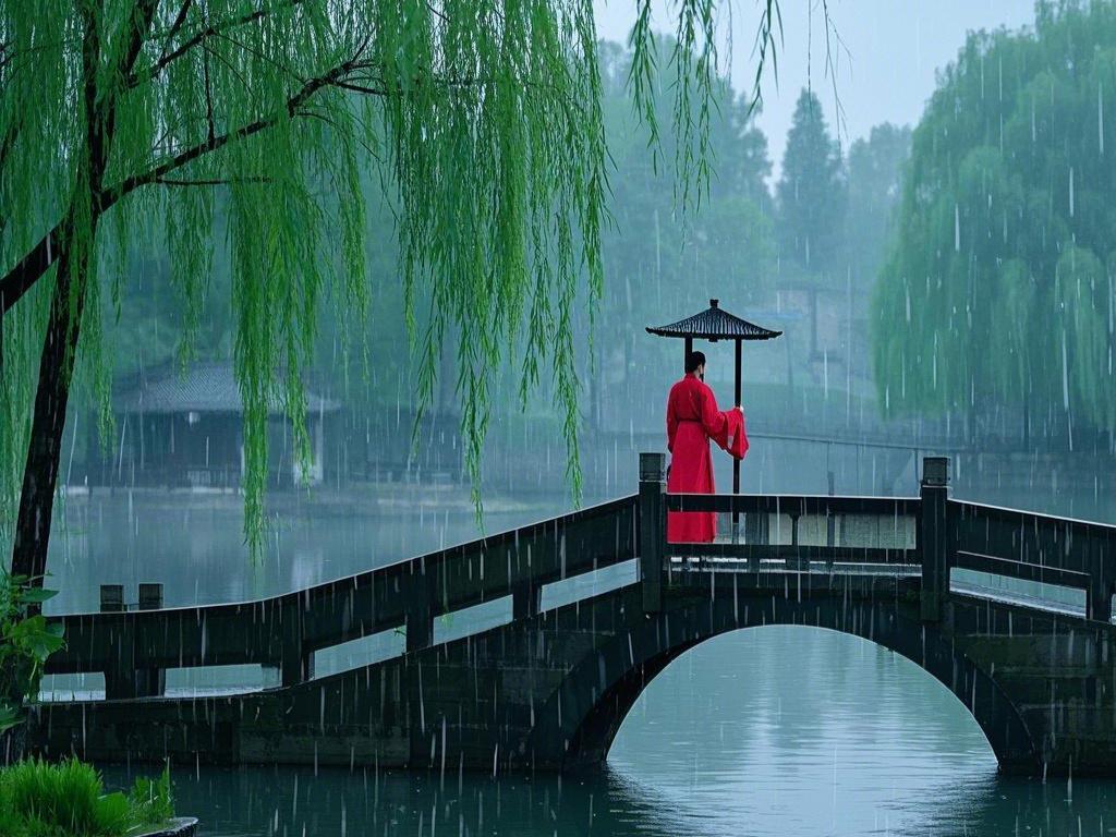对联雨欺弱柳千行泪，风摇荷花万枝娇。这上联营造出的意境太绝了