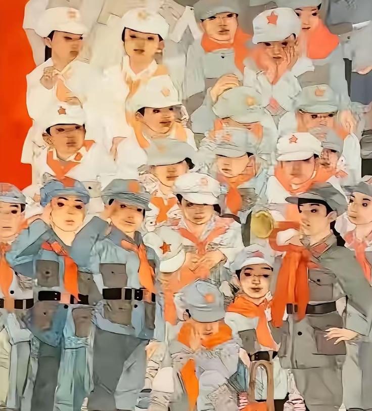 刷到一组红色主题画作，心里堵得慌，不吐不快。作者叫刘翔鹏，清华美院的国画博士