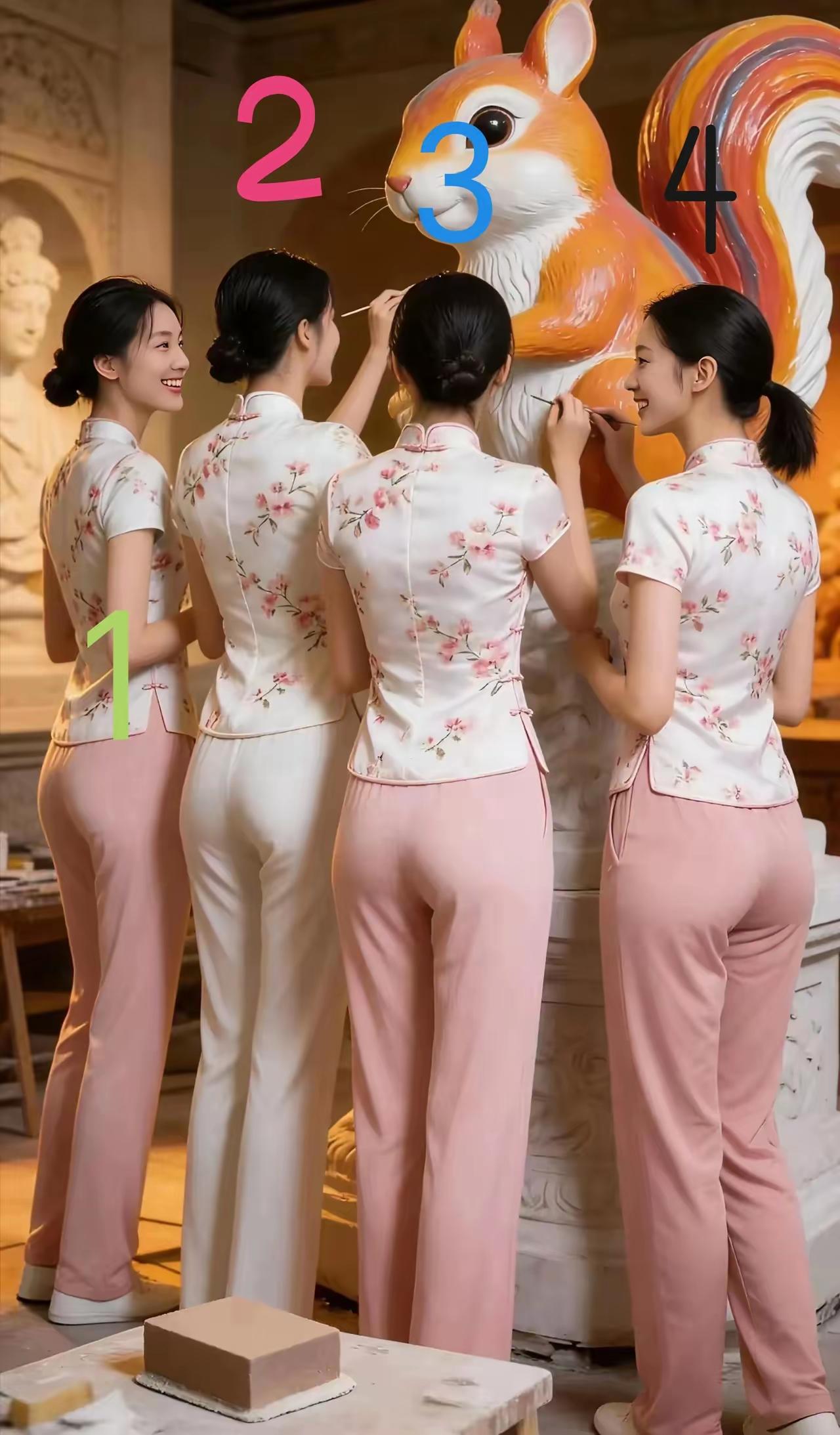 四位女生，只看背影，选一个做老婆，直觉告诉我，你选几号？