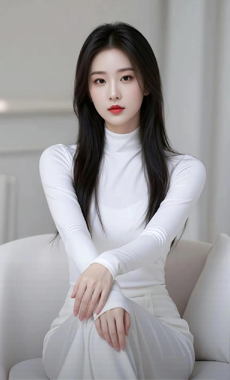 优雅白衣少女，静坐沉思，气质如兰。