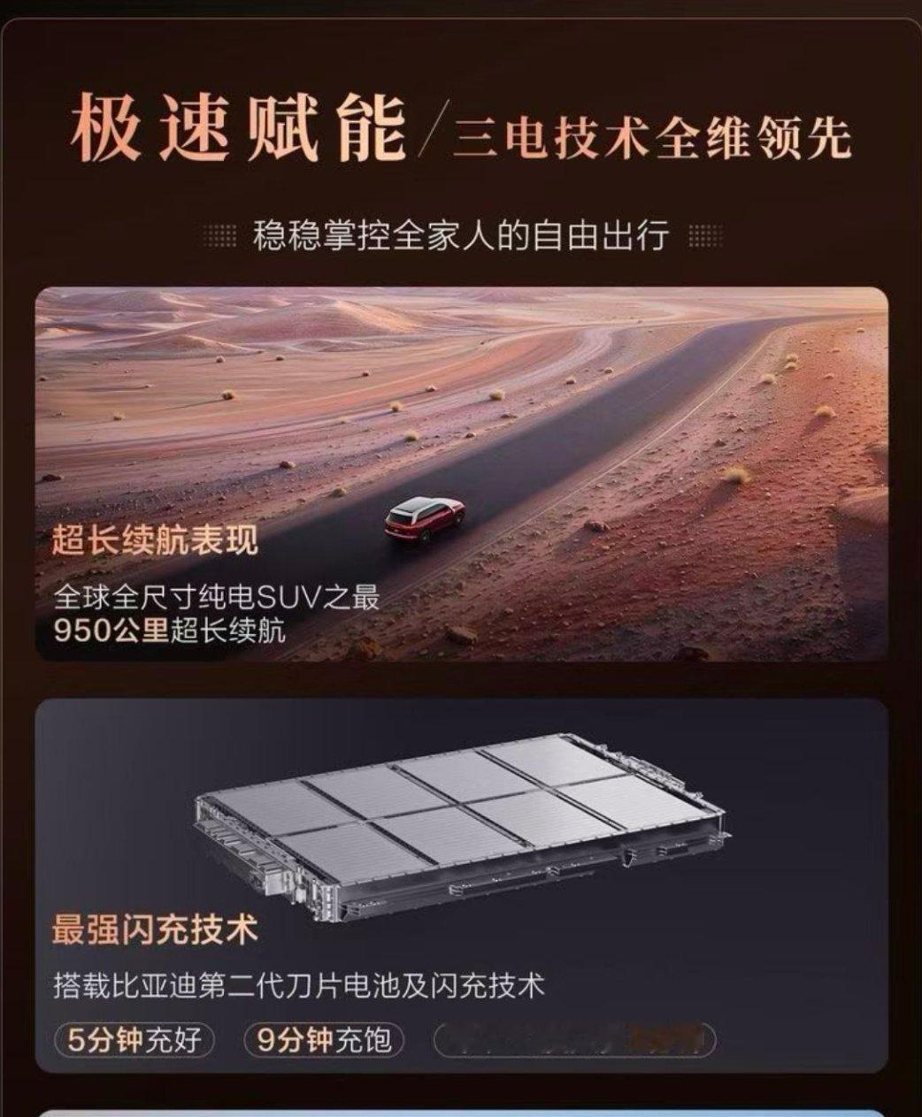 比亚迪大唐搭载130度电池，950公里纯电续航，全尺寸SUV里目前是第一。哪怕再