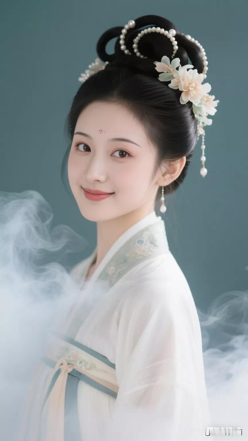 古典美人，古风妆容，韵味十足。张立启原创书画AI作品古仕女发髻集锦首发第536期