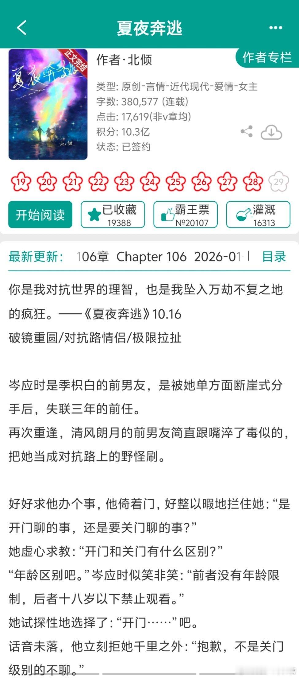 姐妹们！北倾这本完结啦！破镜重圆，酸甜酸甜的