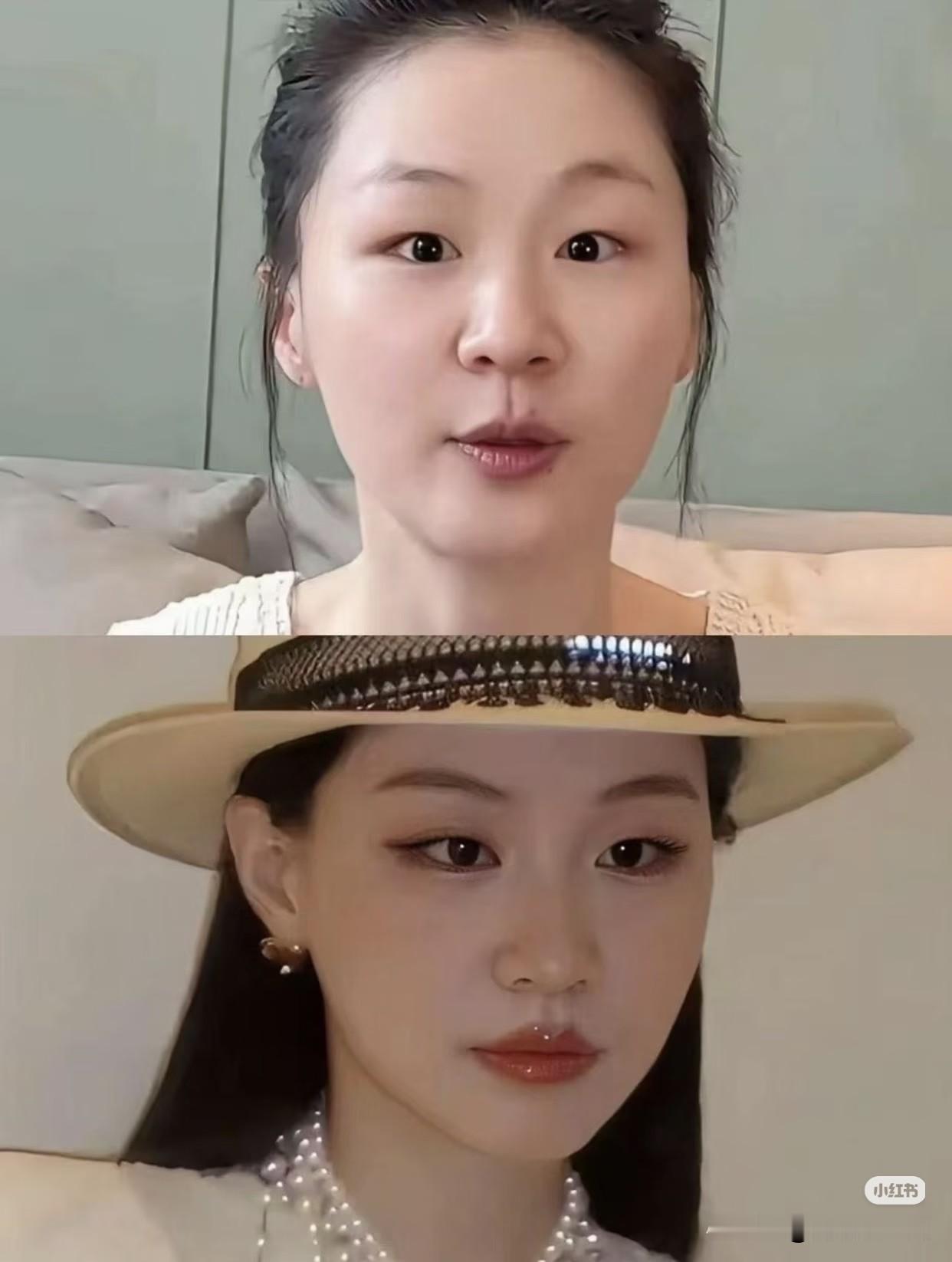 为啥她单眼皮画眼妆这么好看。。。是这种细长的化眼妆好看么[捂脸哭]金靖金靖显得很高级，可能人家脸型已