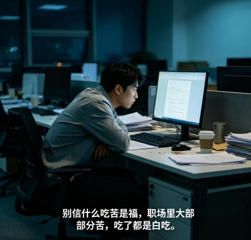 别信什么吃苦是福，职场里大部分苦，吃了都是白吃。很多人搞反了，把熬大夜、扛烂活、