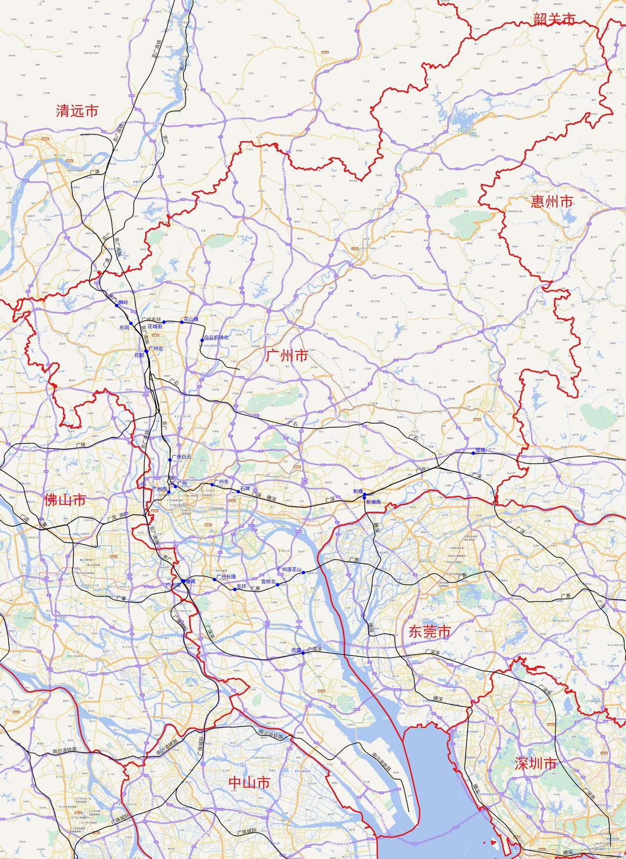 广东省广州市铁路及客运站分布图根据铁路12360数据，广东省广州市目前有以下2