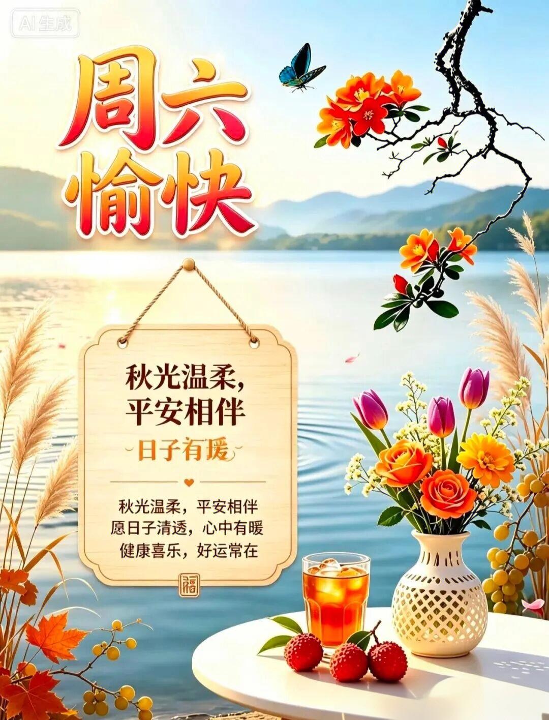 💐❤️🌻秋季到来没烦恼，幸福美满乐逍遥，岁月无情加速跑，时间不停秋来到，不知