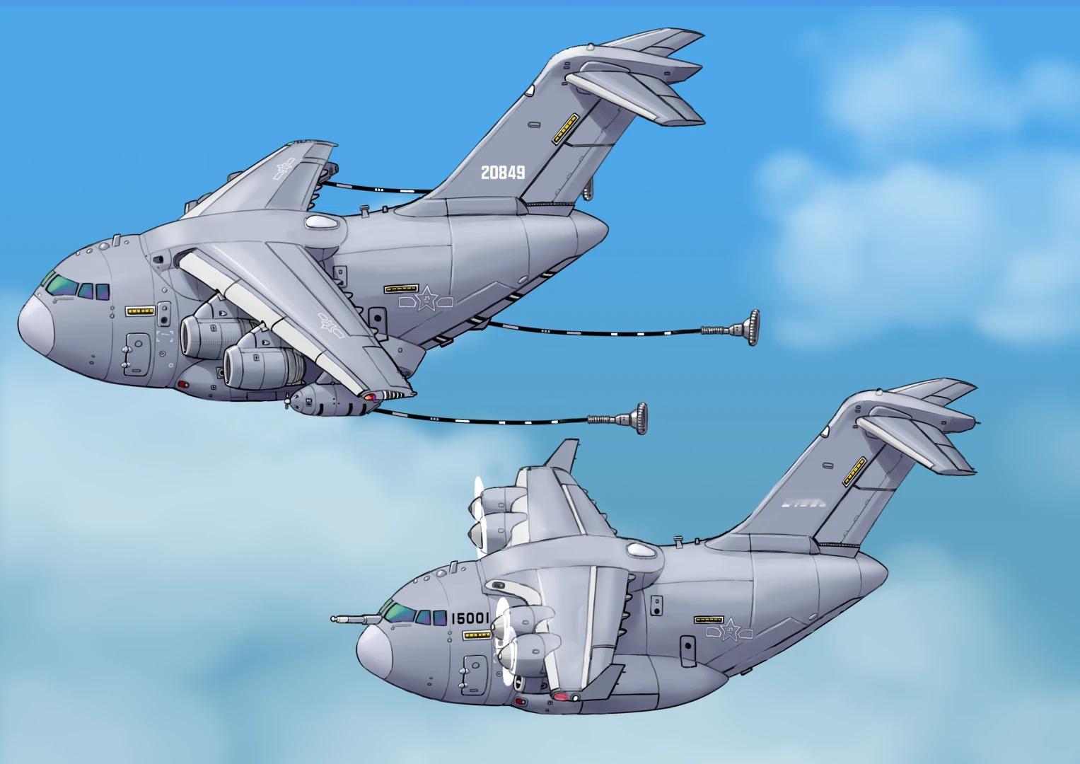 好可爱的Q版Y-20和Y-15图源B站烽火问鼎计划
