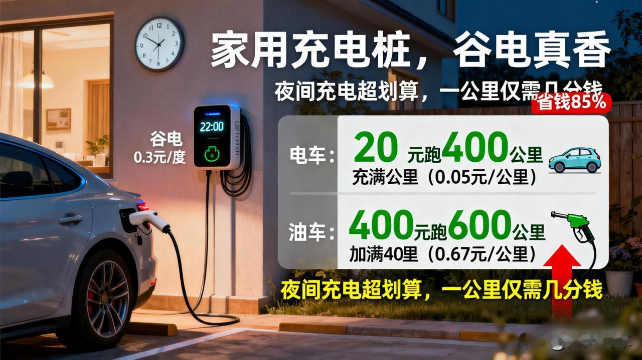 家用充电桩，谷电真香装了家用充电桩后，才知道电车能这么省！晚上10点后充电，