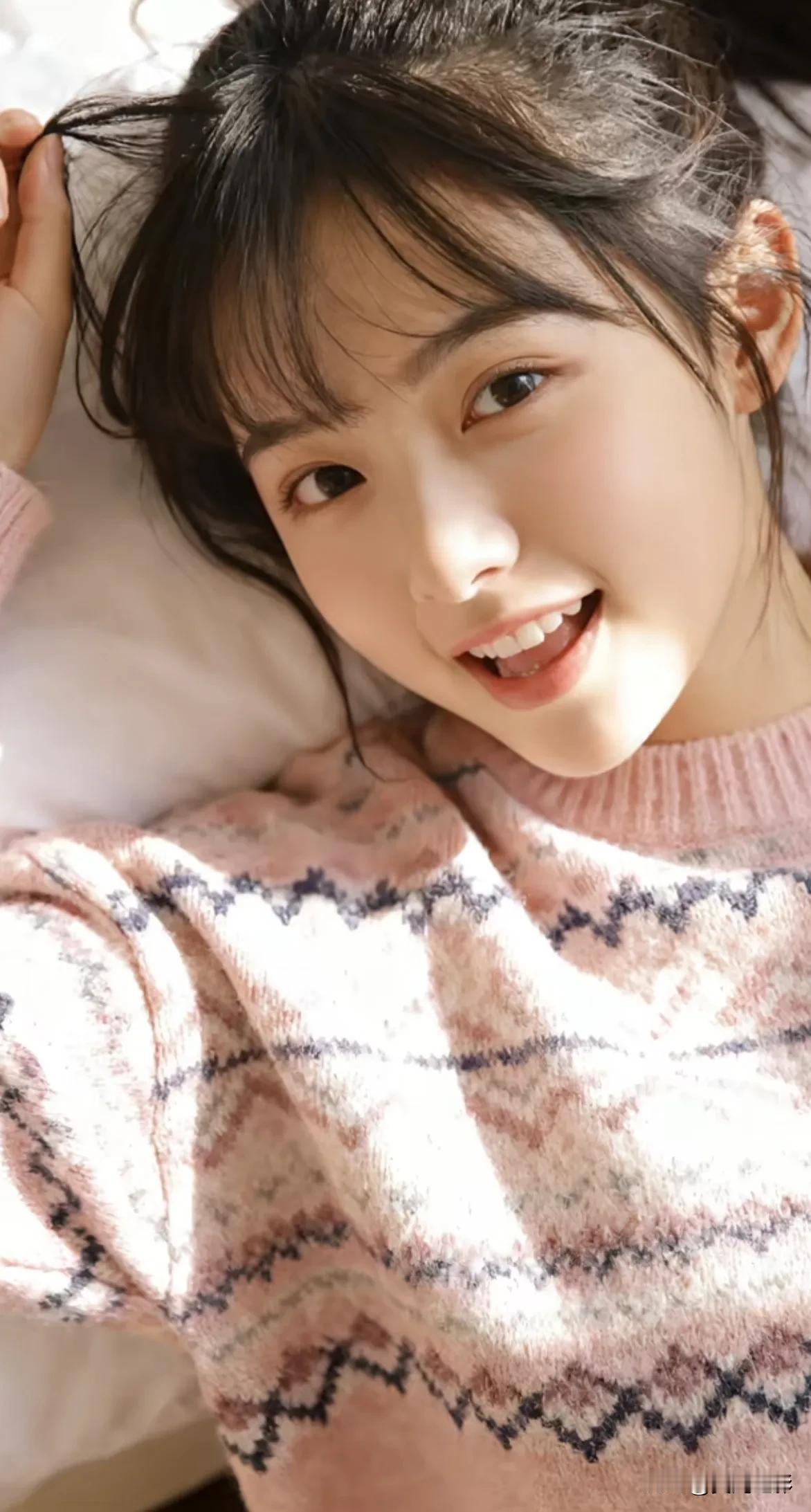 光之影阳光洒落，笑靥如花，温暖冬日里的一抹甜