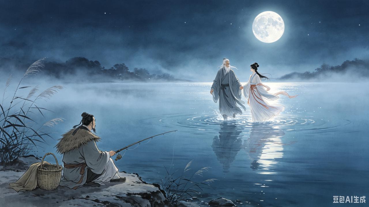 晋人曾华，厌倦仕途，辞官后隐于太湖之滨，常以垂钓自娱。一夜，月朗风清，曾华独坐湖