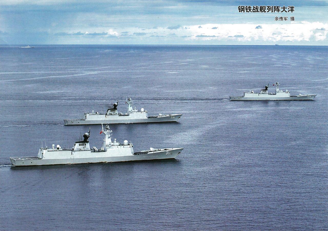 三艘054A组成的小型编队，一共有96个处置发射单元，24个倾斜导弹发射器。最多