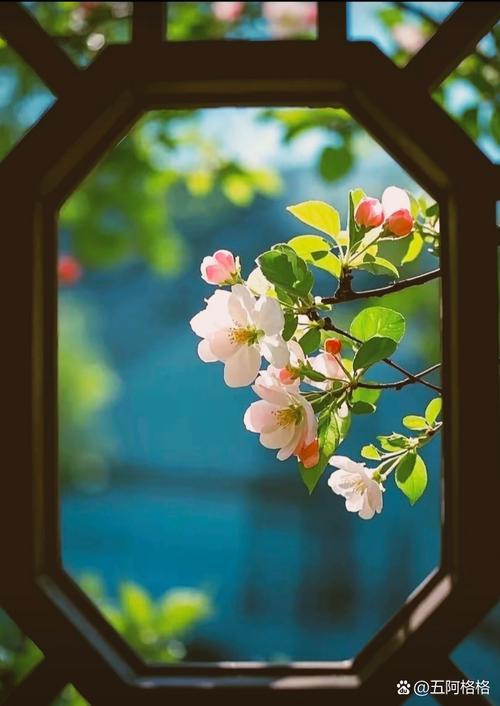 上联：窗含春夏秋冬景，下联：门纳东西南北福，下联：月照天山古今同。