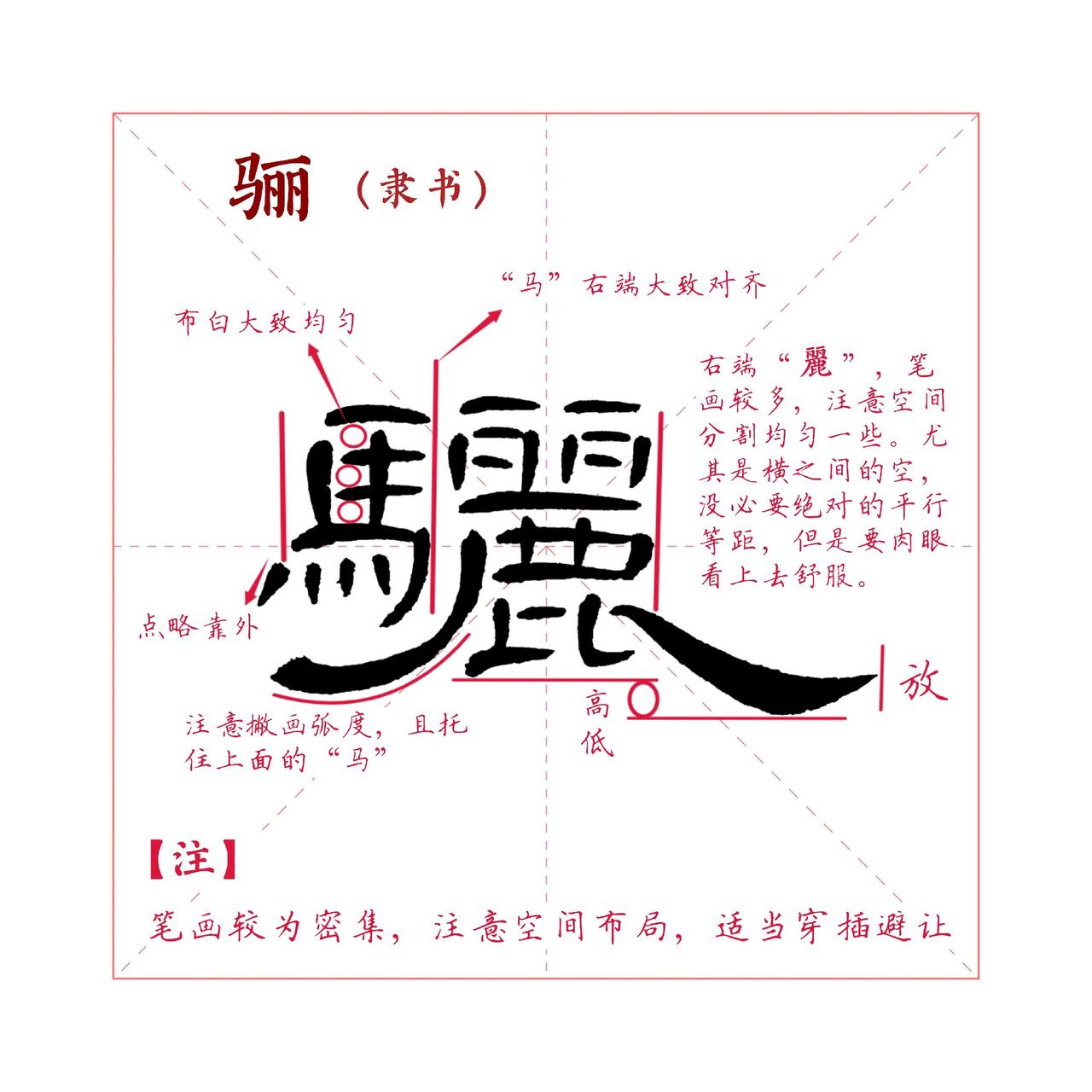 胶州书法，汉代隶书曹全碑书法创作“骊”字