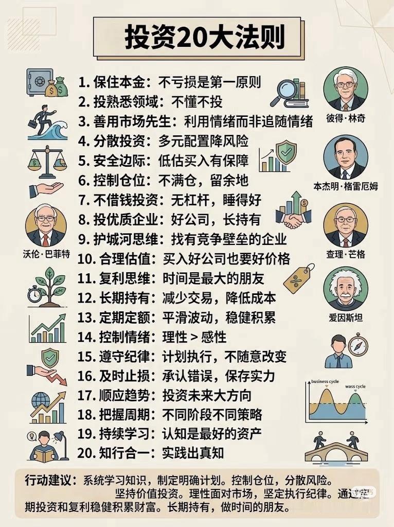 珍藏！投资圈顶流总结的“20条铁律”，看懂少走十年弯路兄弟们，给你们整理了