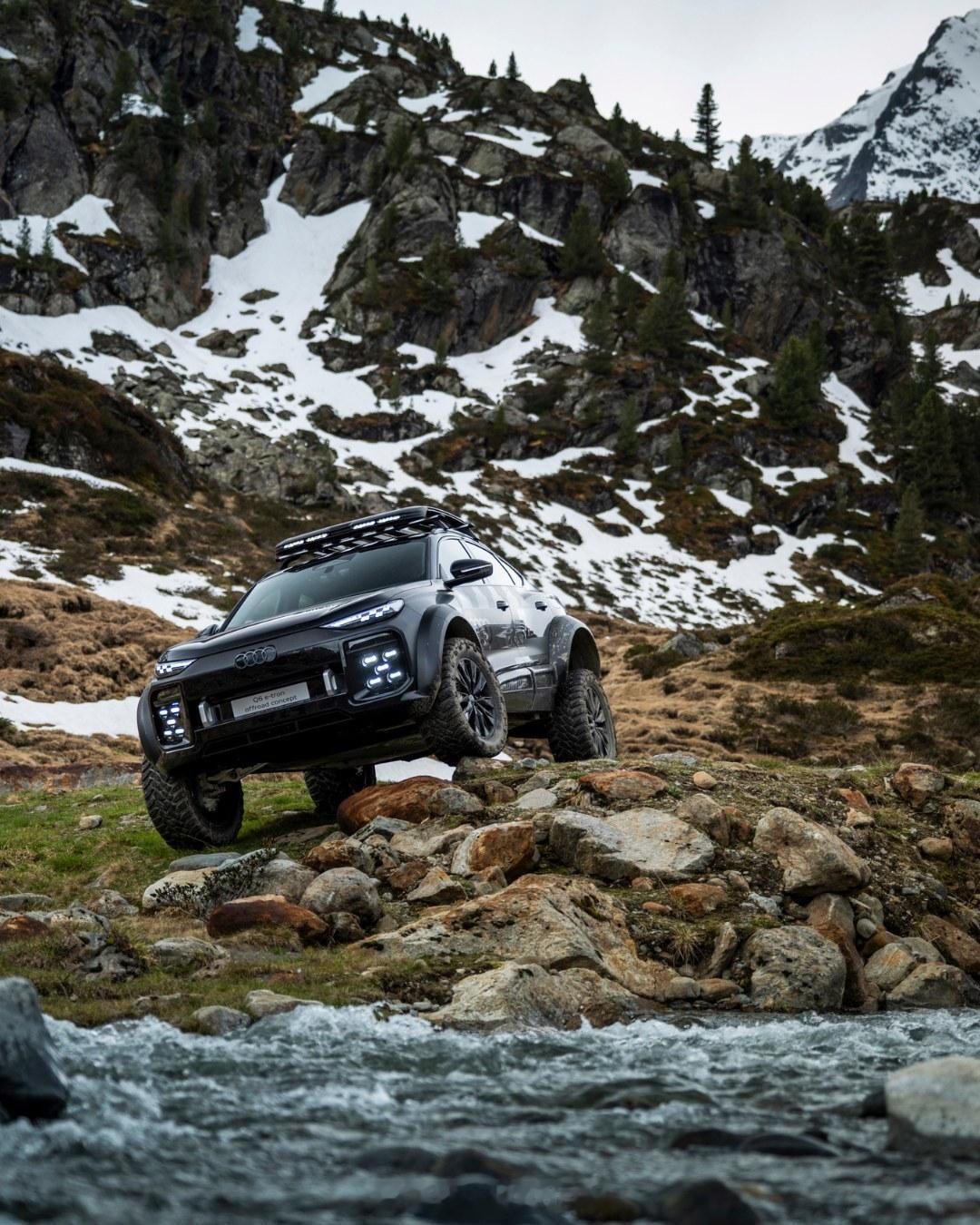 这是真的野啊！奥迪的Q6etron越野概念车，好家伙这能把夸戳的性能直接拉满了