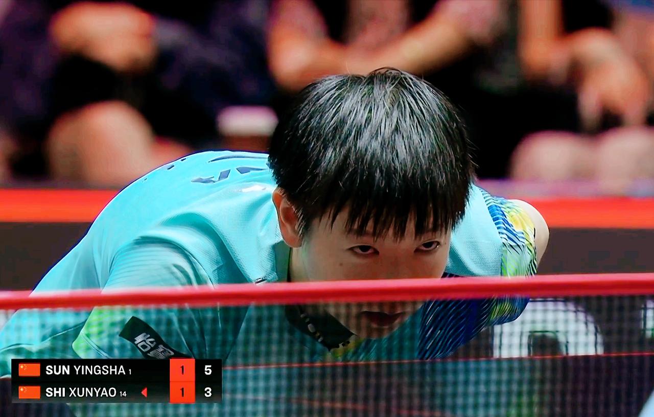 我去，关键时刻，石洵瑶连削5板！侯英超说:石洵瑶看了我的录像了吗？前两局两